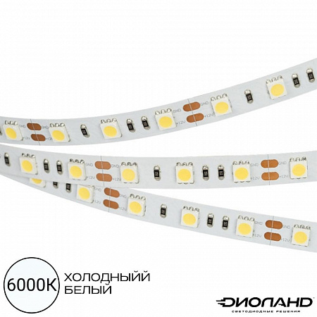 Светодиодная лента SMD 5050 / 60LED / 12V / 14.4W / IP20 / 6000K