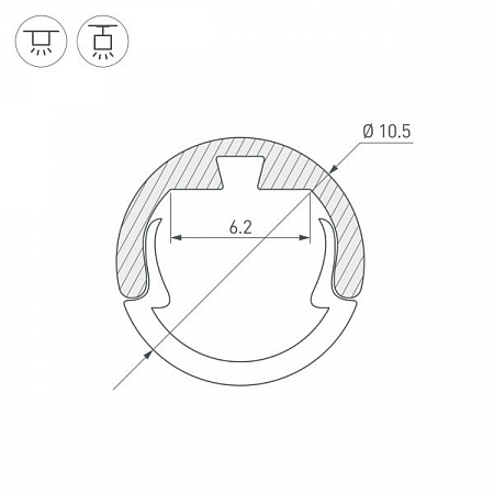 Чёрный алюминиевый мини-профиль ROUND-D10.5-2000 ANOD BLACK