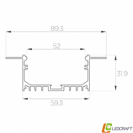 Алюминиевый профиль под шпаклёвку LC-LPSH-3290 (2 метра)