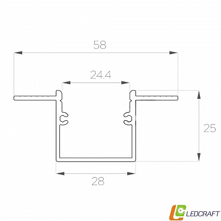 Алюминиевый профиль под шпаклёвку LC-LPSH-2558 (2 метра)