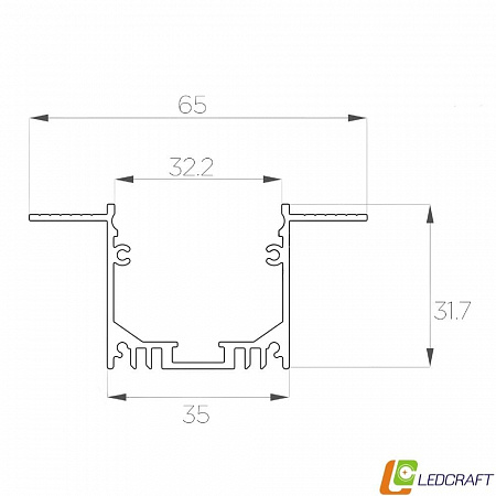 Алюминиевый профиль под шпаклёвку LC-LPSH-3265 (2 метра)