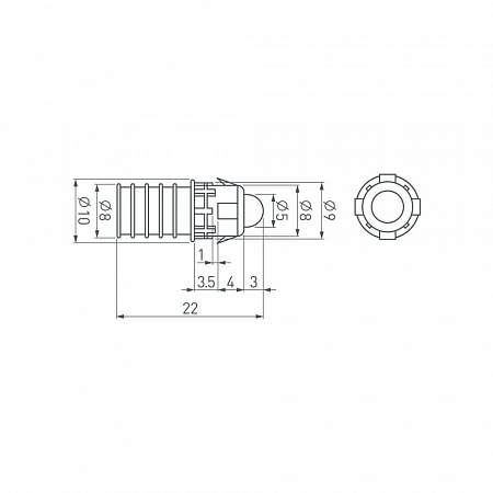 Светодиодный модуль 1LED ARL-D9 5V 0,12W (синий)