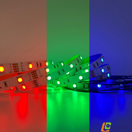 Светодиодная лента SMD 5050 / 30LED / 12V / 7,2W / IP20 / RGB