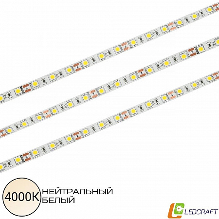 Светодиодная лента SMD 5050 / 60LED / 12V / 14,4W / IP20 / 4000К