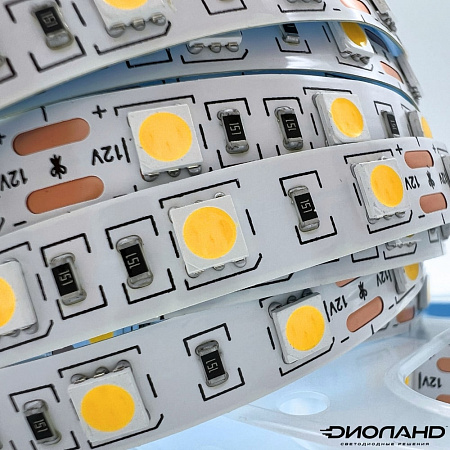 Светодиодная лента SMD 5050 / 60LED / 12V / 14.4W / IP20 / 3000K