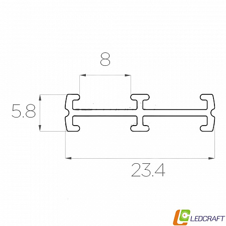 Алюминиевый профиль LC-R-0624-2 (2 метра)